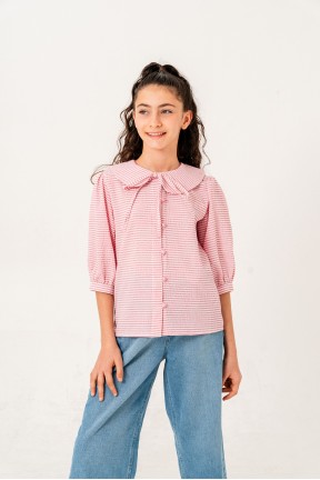 PEMBE BEBE YAKALI KIZ GÖMLEK 3162