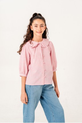 PEMBE BEBE YAKALI KIZ GÖMLEK 3162