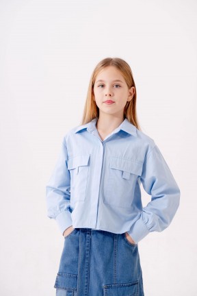 MAVİ GİZLİ PATLI KIZ GÖMLEK 3161