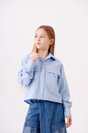 MAVİ GİZLİ PATLI KIZ GÖMLEK 3161