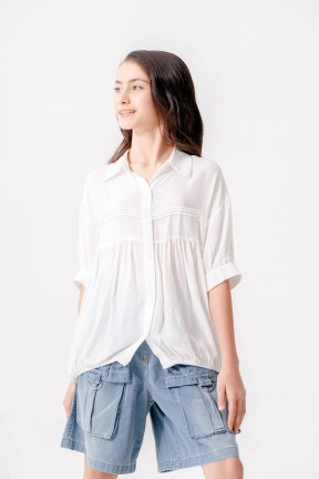 BEYAZ ROBA NERVÜRLÜ KIZ GÖMLEK 3164