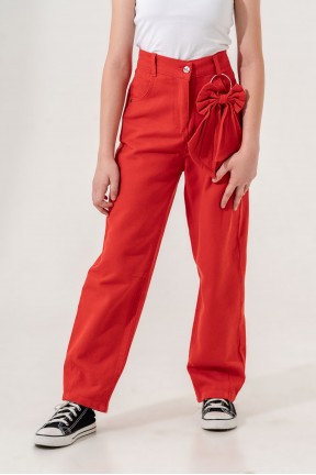 Kiremit Fiyonklu Kız Keten Renkli Pantolon 2557 Kiremit Fiyonklu Kız Keten Renkli Pantolon 2557