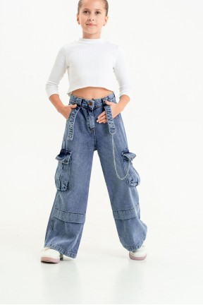 Açık Mavi Zincirli Kız Kot Pantolon 2175 Açık Mavi Zincirli Kız Kot Pantolon 2175